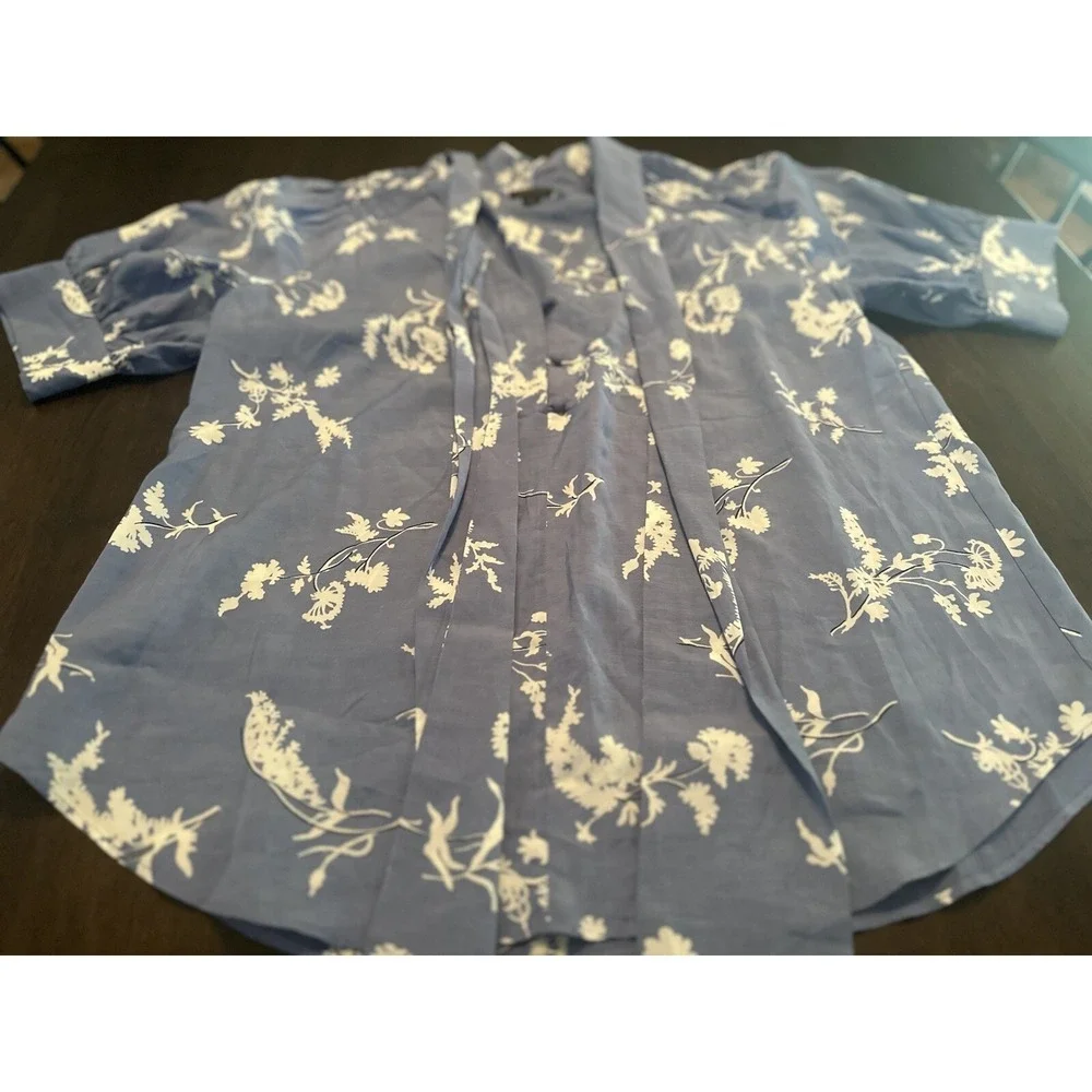 Ann Taylor Floral Tie Neck Puff Sleeve Blouse Top Size S sample Blouse Tag - Picture 3 of 12
